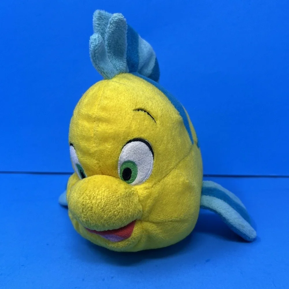 Vintage Little Mermaid Flounder Stuffed Plush Toy Walt Disney World Disneyland
